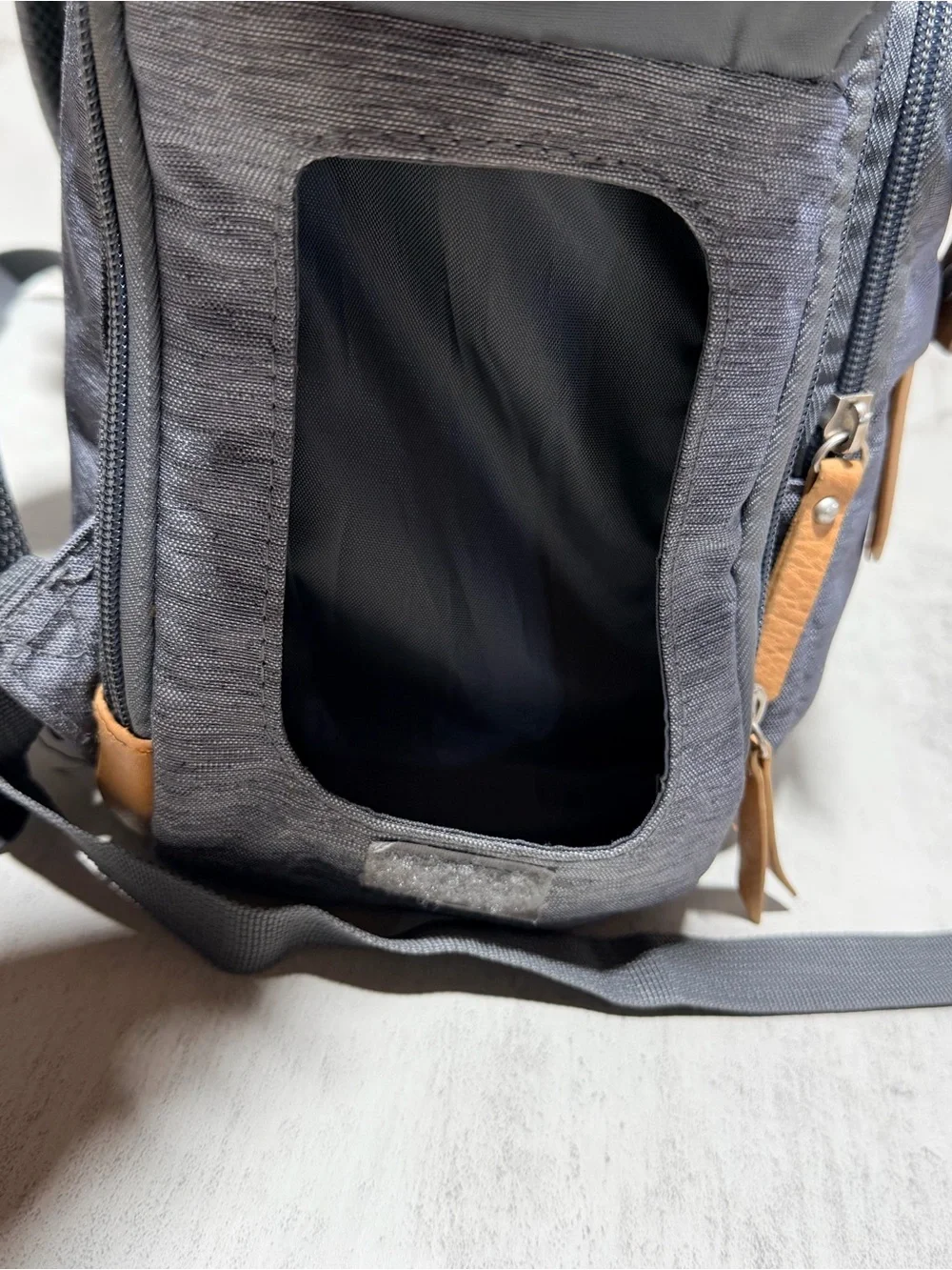 Eddie Bauer First Adventure Two-Tone Gray Diaper Backpack with Tan Accents